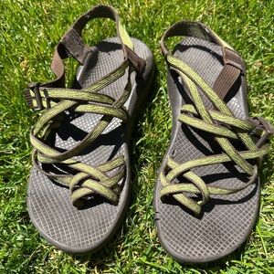 Brown and Green Chacos